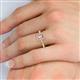 5 - Wanda Desire Emerald Cut 6x4 mm Pink Sapphire and Round Diamond Leaf Engraved Halo Engagement Ring 