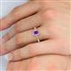 5 - Wanda Desire Emerald Cut 6x4 mm Amethyst and Round Diamond Leaf Engraved Halo Engagement Ring 