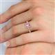 5 - Wanda Desire Emerald Cut 6x4 mm Pink Sapphire and Round Diamond Leaf Engraved Halo Engagement Ring 