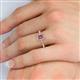 5 - Wanda Desire Emerald Cut 6x4 mm Pink Tourmaline and Round Diamond Leaf Engraved Halo Engagement Ring 