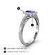 4 - Wanda Desire Emerald Cut 6x4 mm Tanzanite and Round Diamond Leaf Engraved Halo Engagement Ring 