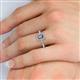5 - Wanda Desire Emerald Cut 6x4 mm Iolite and Round Diamond Leaf Engraved Halo Engagement Ring 