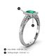 4 - Wanda Desire Emerald Cut 6x4 mm Emerald and Round Diamond Leaf Engraved Halo Engagement Ring 