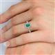 5 - Wanda Desire Emerald Cut 6x4 mm Emerald and Round Diamond Leaf Engraved Halo Engagement Ring 