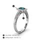 4 - Wanda Desire Emerald Cut 6x4 mm London Blue Topaz and Round Diamond Leaf Engraved Halo Engagement Ring 