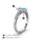 4 - Wanda Desire Emerald Cut 6x4 mm Blue Topaz and Round Diamond Leaf Engraved Halo Engagement Ring 