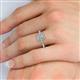 5 - Wanda Desire Emerald Cut 6x4 mm Lab Grown Diamond and Round Diamond Leaf Engraved Halo Engagement Ring 