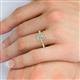 5 - Wanda Desire Emerald Cut 6x4 mm Diamond and Round Diamond Leaf Engraved Halo Engagement Ring 