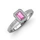 3 - Wanda Desire Emerald Cut 7x5 mm Pink Sapphire and Round Diamond Leaf Engraved Halo Engagement Ring 