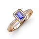 3 - Wanda Desire Emerald Cut 7x5 mm Tanzanite and Round Diamond Leaf Engraved Halo Engagement Ring 