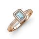 3 - Wanda Desire Emerald Cut 7x5 mm Aquamarine and Round Diamond Leaf Engraved Halo Engagement Ring 
