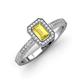 3 - Wanda Desire Emerald Cut 7x5 mm Yellow Sapphire and Round Diamond Leaf Engraved Halo Engagement Ring 