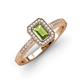 3 - Wanda Desire Emerald Cut 7x5 mm Peridot and Round Diamond Leaf Engraved Halo Engagement Ring 