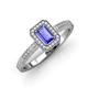 3 - Wanda Desire Emerald Cut 7x5 mm Tanzanite and Round Diamond Leaf Engraved Halo Engagement Ring 