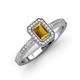 3 - Wanda Desire Emerald Cut 7x5 mm Citrine and Round Diamond Leaf Engraved Halo Engagement Ring 