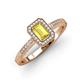3 - Wanda Desire Emerald Cut 7x5 mm Yellow Sapphire and Round Diamond Leaf Engraved Halo Engagement Ring 