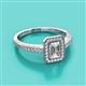 2 - Wanda Desire Emerald Cut 7x5 mm Diamond and Round Diamond Leaf Engraved Halo Engagement Ring 