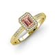 3 - Wanda Desire Emerald Cut 7x5 mm Morganite and Round Diamond Leaf Engraved Halo Engagement Ring 