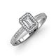 3 - Wanda Desire Emerald Cut 7x5 mm Diamond and Round Diamond Leaf Engraved Halo Engagement Ring 