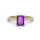 1 - Charlotte Desire 7x5 mm Emerald Cut Amethyst and Round Diamond Hidden Halo Engagement Ring 