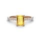 1 - Charlotte Desire 7x5 mm Emerald Cut Citrine and Round Diamond Hidden Halo Engagement Ring 