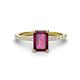 1 - Charlotte Desire 7x5 mm Emerald Cut Rhodolite Garnet and Round Diamond Hidden Halo Engagement Ring 