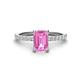 1 - Charlotte Desire 7x5 mm Emerald Cut Pink Sapphire and Round Diamond Hidden Halo Engagement Ring 