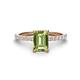 1 - Charlotte Desire 7x5 mm Emerald Cut Peridot and Round Diamond Hidden Halo Engagement Ring 