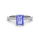 1 - Charlotte Desire 7x5 mm Emerald Cut Tanzanite and Round Diamond Hidden Halo Engagement Ring 