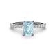1 - Charlotte Desire 7x5 mm Emerald Cut Aquamarine and Round Diamond Hidden Halo Engagement Ring 