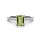 1 - Charlotte Desire 7x5 mm Emerald Cut Peridot and Round Diamond Hidden Halo Engagement Ring 