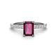 1 - Charlotte Desire 7x5 mm Emerald Cut Rhodolite Garnet and Round Diamond Hidden Halo Engagement Ring 