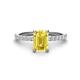 1 - Charlotte Desire 7x5 mm Emerald Cut Yellow Sapphire and Round Diamond Hidden Halo Engagement Ring 