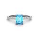 1 - Charlotte Desire 7x5 mm Emerald Cut Blue Topaz and Round Diamond Hidden Halo Engagement Ring 