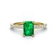 1 - Charlotte Desire 7x5 mm Emerald Cut Emerald and Round Diamond Hidden Halo Engagement Ring 
