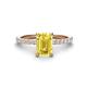 1 - Charlotte Desire 7x5 mm Emerald Cut Yellow Sapphire and Round Diamond Hidden Halo Engagement Ring 