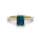 1 - Charlotte Desire 7x5 mm Emerald Cut London Blue Topaz and Round Diamond Hidden Halo Engagement Ring 