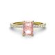 1 - Charlotte Desire 7x5 mm Emerald Cut Morganite and Round Diamond Hidden Halo Engagement Ring 
