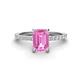 1 - Charlotte Desire 8x6 mm Emerald Cut Pink Sapphire and Round Diamond Hidden Halo Engagement Ring 