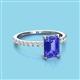 3 - Charlotte Desire 8x6 mm Emerald Cut Tanzanite and Round Diamond Hidden Halo Engagement Ring 