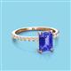 3 - Charlotte Desire 8x6 mm Emerald Cut Tanzanite and Round Diamond Hidden Halo Engagement Ring 