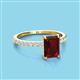 3 - Charlotte Desire 8x6 mm Emerald Cut Red Garnet and Round Diamond Hidden Halo Engagement Ring 