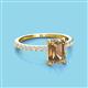 3 - Charlotte Desire 8x6 mm Emerald Cut Smoky Quartz and Round Diamond Hidden Halo Engagement Ring 