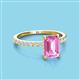 3 - Charlotte Desire 8x6 mm Emerald Cut Pink Sapphire and Round Diamond Hidden Halo Engagement Ring 