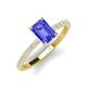 4 - Charlotte Desire 8x6 mm Emerald Cut Tanzanite and Round Diamond Hidden Halo Engagement Ring 