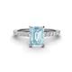 1 - Charlotte Desire 8x6 mm Emerald Cut Aquamarine and Round Diamond Hidden Halo Engagement Ring 