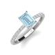 4 - Charlotte Desire 8x6 mm Emerald Cut Aquamarine and Round Diamond Hidden Halo Engagement Ring 