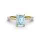 1 - Charlotte Desire 8x6 mm Emerald Cut Aquamarine and Round Diamond Hidden Halo Engagement Ring 