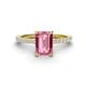 1 - Charlotte Desire 8x6 mm Emerald Cut Pink Tourmaline and Round Diamond Hidden Halo Engagement Ring 