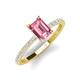4 - Charlotte Desire 8x6 mm Emerald Cut Pink Tourmaline and Round Diamond Hidden Halo Engagement Ring 